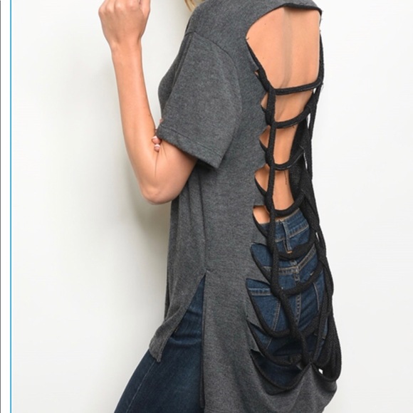 Tops - Gray ripped shirt..